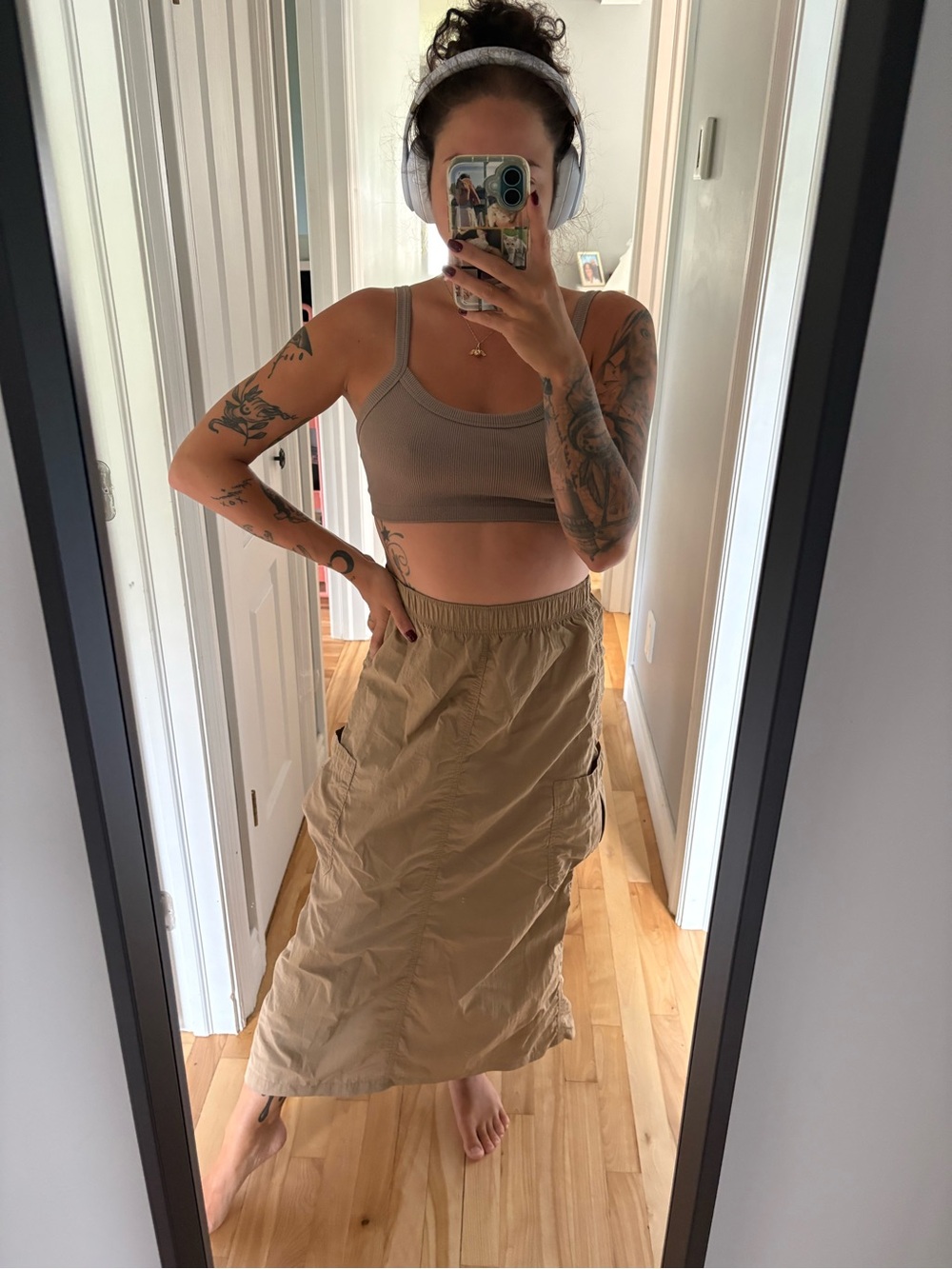 Love Tree Taupe Maxi Cargo Skirt